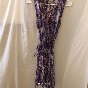 Purple sleeveless wrap dress